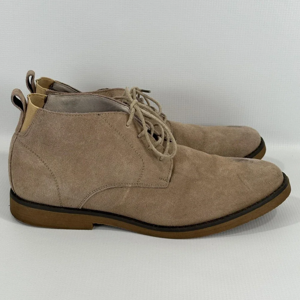 Bruno Marc Boots Mens Size 10.5 Beige Suede Chukka Desert Lace Up Casual
